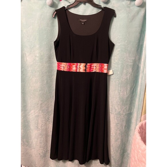 Perceptions New York Black Sleeveless Belted Design Dress NWT M - Picture 1 of 6